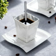 MALACASA Dinnerware Sets, Porcelain Dinner Set, 56-Piece Square Marble Grey, Series Flora