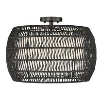 Golden Lighting Everly 4-light Semi-Flush Mount in Matte Black and Modern Black Rattan shade