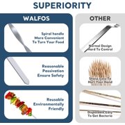 Kabob Skewers, Walfos 10pcs 16.8 inches Long Stainless Steel BBQ Skewers, Flat Metal Shish Kebab Skewers, No Rust & No Spikes, Dishwasher Safe, Great for Grilling, Meat Shrimp and Chicken Vegetable