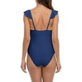 thumbnail image 6 of Women's Ruffle V Neck One Piece Swimsuit Ruched Monokini Swimwear, 6 of 6