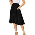 thumbnail image 2 of ShomPort Women's Casual High Waist Pleated A-Line Midi Skirt with Pocket Solid Color Beach Skirt, 2 of 6