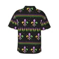 thumbnail image 3 of Kll Men'S Hawaiian Shirt Short Sleeve Button Down Beach Shirts-Mardi Gras Fleur De Lis, 3 of 8