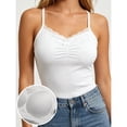 thumbnail image 2 of hoksml Women's Lace Trim Camisole Top with Built-in Bra, Adjustable Cross Back Straps, Stretch Soft Fabric Invisible Layering Tank Top for Daily Casual Wear, 2 of 6