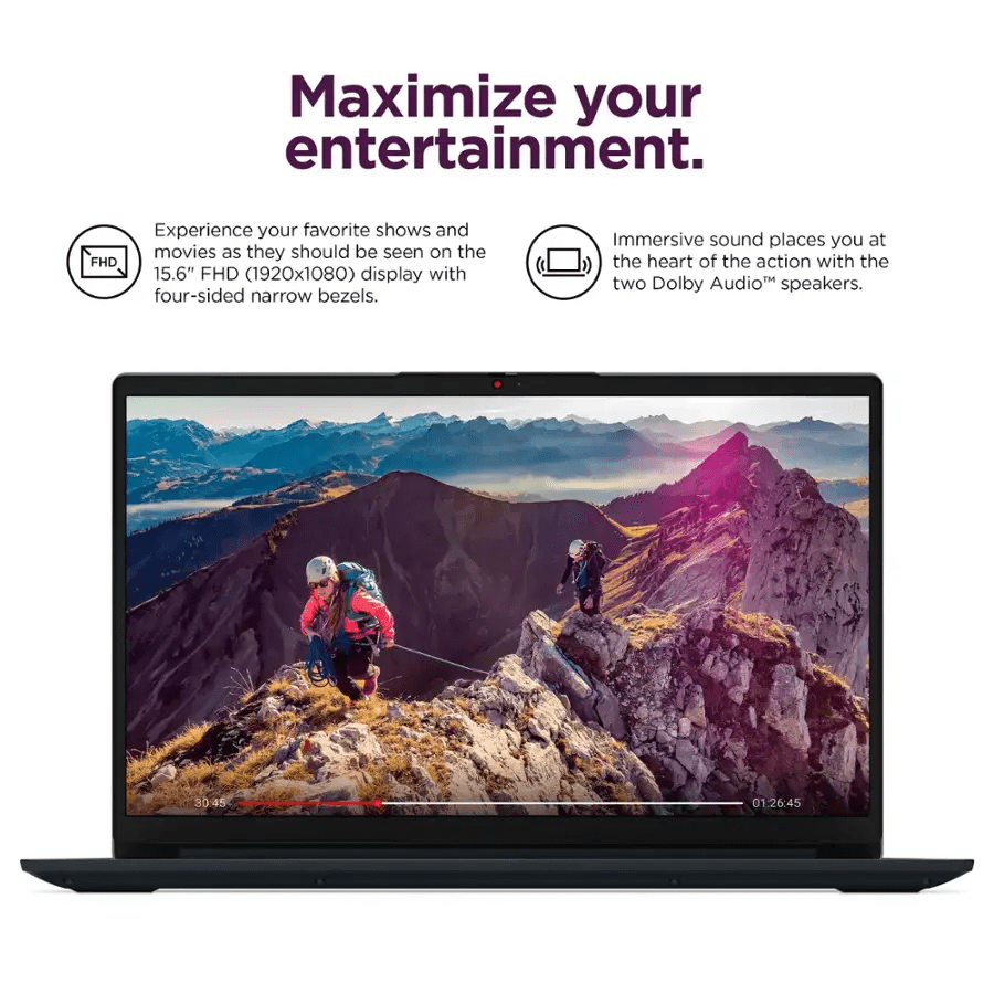Lenovo IdeaPad 1 15.6" Full HD Laptop, AMD Ryzen 3 7320U, 4GB RAM, 128GB SSD, Win 11 Home in S Mode 82VG00R2US