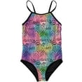 thumbnail image 1 of Limited Too Crochet Overlay Heart Swimsuit Black 10/12, 1 of 1