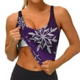 thumbnail image 4 of Vsdgher Snowflake Gradient Purple Print Women Sleeveless Athletic Tank Top Built-in Bra Camisole Sports Vest for Yoga Running Fitness Exercise with Removable Pads, 4 of 8