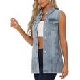 thumbnail image 4 of Chaleco de mezclilla sin mangas para mujer INSPIRE CHIC, con botones, de longitud media, casual, en gris azul, 4 of 6