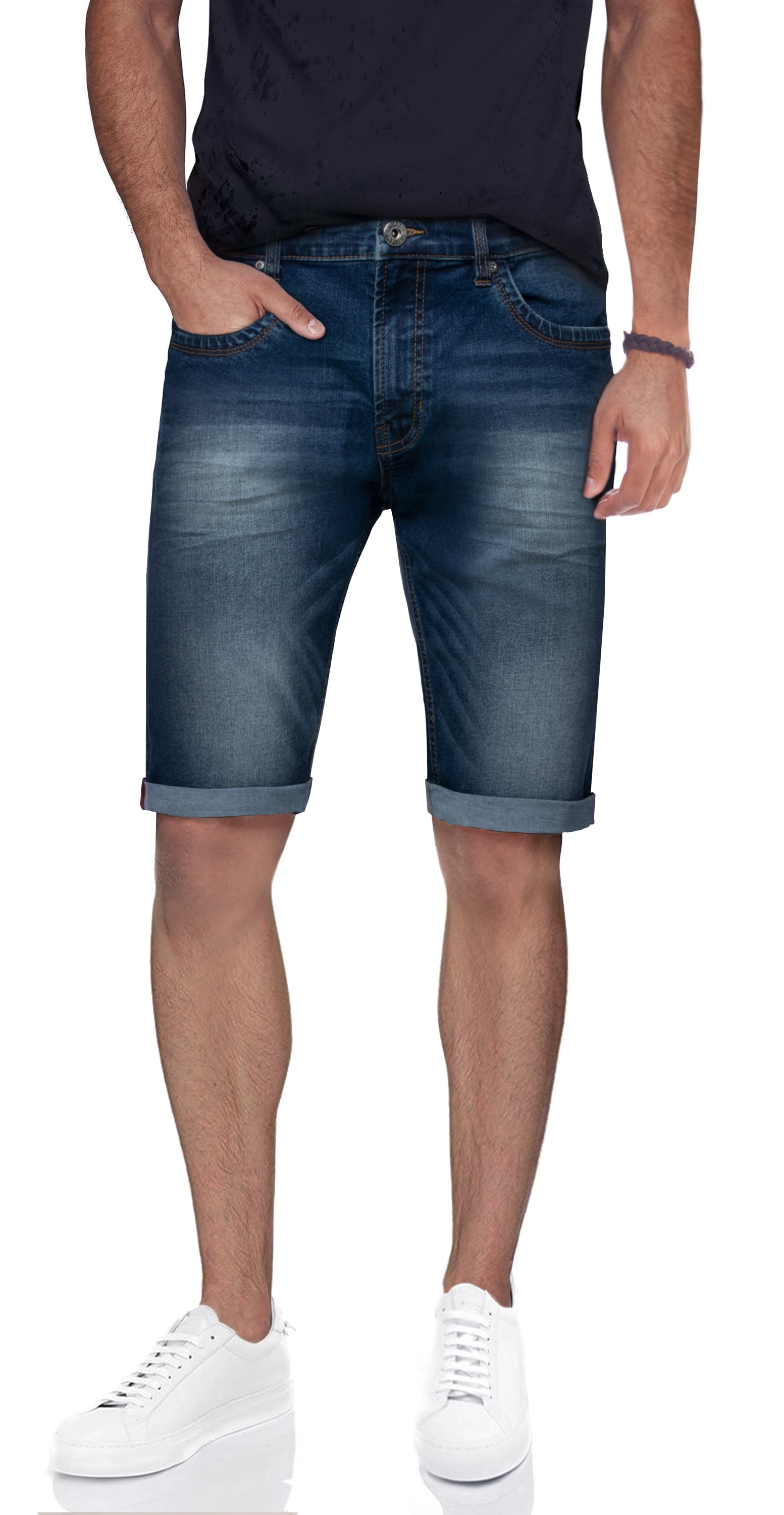 CULTURA Men's Denim Shorts Fashion Roll Up Slim Fit Modern Stretch Jean