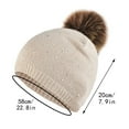 thumbnail image 2 of Tittly Winter Hats Beanie Winter Hats Outdoor Solid Color Knitted Cotton Hat Running Sports Warm Knitted Hat Skull Caps Hats for Women Black One Size, 2 of 3