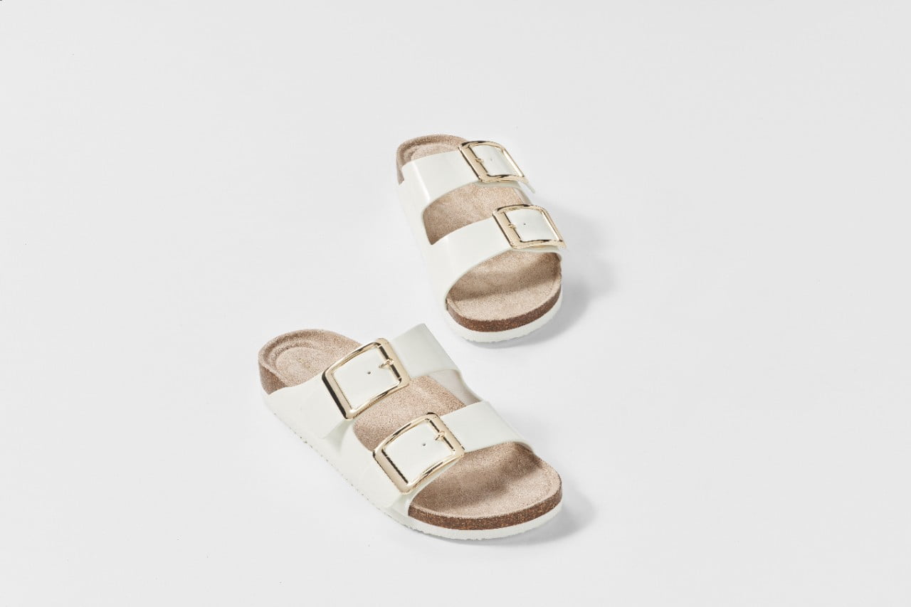 Madden Girl Women's Bodie Two Strap Buckle Footbed Sandals