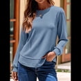 thumbnail image 4 of Sudadera de Mujer con Cuello Redondo, Larga, Corte Asimétrico y Dobladillo Curvo Azul M, 4 of 9