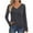 Dark Gray, variant on ZyeKqe Womens Long Sleeve Shirts Casual V Neck Top Solid Color Loose Fitting Tees TopFall Clothes