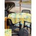 thumbnail image 5 of Outdoor Tablecloth with Umbrella Hole for Patio/Picnic/Party/Camping, Watercolor Lemons Waterproof Table Cloth Square Cover Washable, Summer Blue Yellow Checkered Geo (54"x 54"), 5 of 8