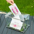 thumbnail image 4 of WHSLILR 12.6" Glass Card Box Wedding Card Box with Lock for Wedding Reception Cosmetic Home Decor, Handmade Large Geometric Terrarium with Hinged Lid, Brass Frame - (Stainless Steel/Roof), 4 of 7