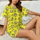thumbnail image 4 of Balery White Popcorn Conjunto de Pijama para Mujer con Estampado, Dos Piezas de Manga Corta y Shorts, Ropa de Dormir Suave con Cuello Redondo y Bolsillos-Medium, 4 of 6