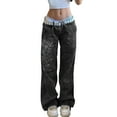 thumbnail image 2 of EMMIOL Women's Low Rise Cargo Jeans - Y2K Wide-Leg Baggy Denim Pants with Heart Pattern, 2 of 7