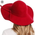thumbnail image 7 of Women's Wide Brim Wool Ribbon Band Floppy Hat Vintage Wool Winter Hat Felt Fedora Floopy Beach Sun Cap Red, 7 of 7