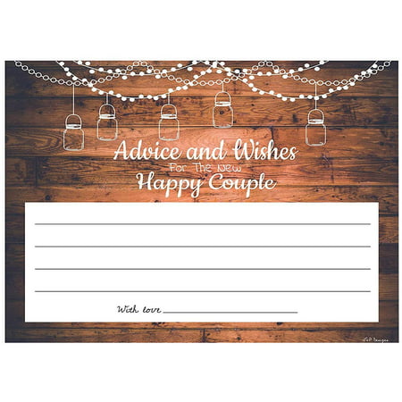 Advice and Wishes Cards | Rustic Happy Couple | Perfect for the Bride and Groom, Baby Shower, Bridal Shower, Graduate or Any Occasion 50 Ct. (Best Advice For Bride And Groom)