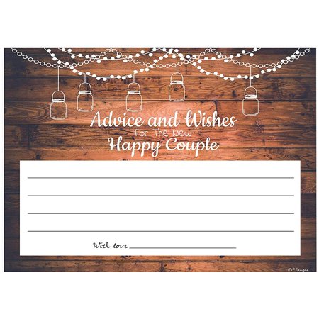 Bride And Groom Favor Boxes Advice and Wishes Cards | Rustic Happy Couple | Perfect for the Bride and Groom, Baby Shower, Bridal Shower, Graduate or Any Occasion 50 Ct. 4x6 ()