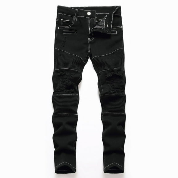 Boys Ripped Denim Jeans Boy's Skinny Fit Distressed Pants for Kids Back to School Clothes Teen Boys Pants Size 14-16 Years