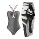 thumbnail image 1 of MKLEKYY Trajes De Baño Mujer Short Women 1 Piece Swimwear+1 Piece Cover Up Two Piece Vintage Print Swimsuit Monokini Bikini 2 Piece Swimsuits Two Piece Tankini Set 1033, 1 of 2