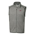 thumbnail image 2 of Men's Cutter & Buck Heather Gray New Mexico State Aggies Mainsail Sweater-Knit Full-Zip Vest, 2 of 3