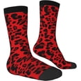 thumbnail image 3 of N/A Red Leopard Pattern Print Adult Athletic Crew Socks Men Women Long 7-8.3 In 18-21cm, 3 of 8