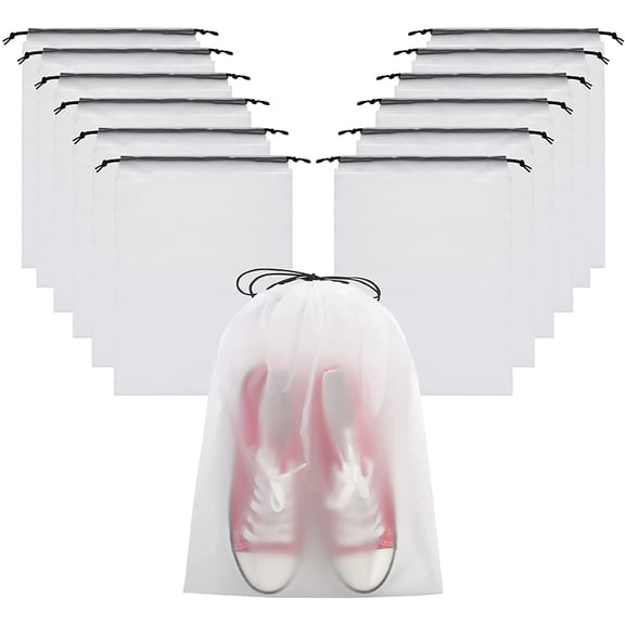 Transparent Shoe Bags for Travel Large Clear Shoes Organizers Storage Pouch with Rope for Men and Women 13 Pack