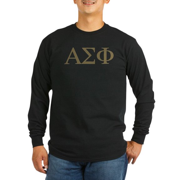CafePress - Alpha Sigma Phi Greek Letters Gold Long Sleeve T Shirt - Long Sleeve Dark T-Shirt