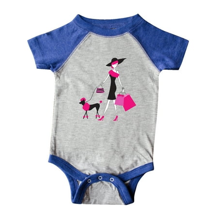 

Inktastic French Girl Fashion Girl Pink Hair Poodle Gift Baby Girl Bodysuit