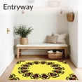 thumbnail image 3 of ODIKA 5'x7' Machine Washable Non-Slip Area Rug, Festive Holly Berry Wreath Surrounded By Elegant Striped Rings High Traffic Rug with Pad, Yellow, 618119, 3 of 8