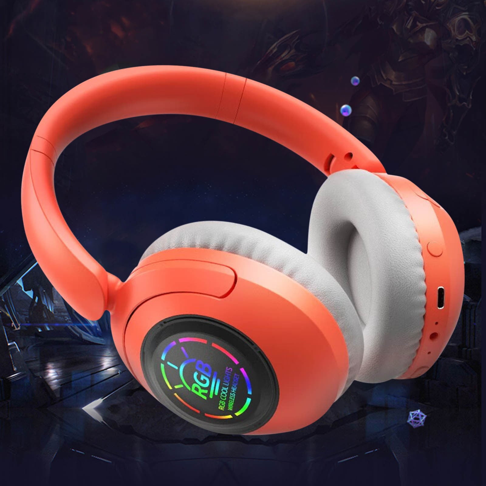 Wireless Headset with Mic, Bluetooth Headset with AI Noise Cancelling Microphone & Charging Base, 2.4GHz Wireless Headphones with USB Dongle for PC/Computer/Laptop/Remote Work/Call Center/Zoom,Orange