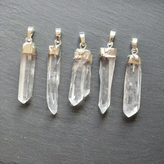 1pc Clear Quartz Crystal Terminated Hexagonal Point Wand Pendant Healing Amulet