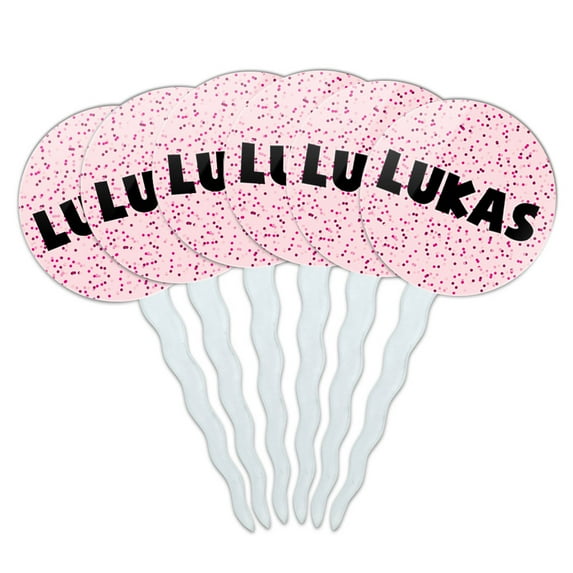 Lukas Cupcake Picks Toppers - Set of 6 - Pink Speckles