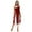 Burgundy, variant on Doomiva Womens Color Block Halter Split Sheer Mesh Irregular Hem Dance Performance Leotard Dress Black XL