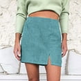 thumbnail image 2 of EDFBUYKRS Female Skirts Mini Skirt with Shorts Concert Women's Short Skirt Solid High Waist Corduroy Skirt Split A Line Skirt, 2 of 6