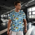 thumbnail image 3 of Wukai Pirate Marine Animals Print Men's Short-Sleeved Mesh T-Shirt,Quick-Dry Short Sleeve Workout T-Shirt-, 3 of 8