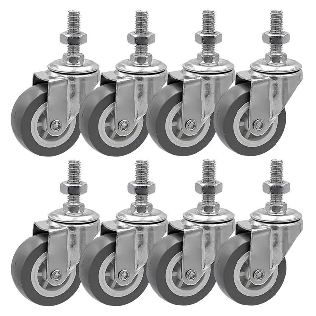 Rueda Caster FactorDuty de poliuretano gris de 2 pulgadas, 65 kg, paquete de 8