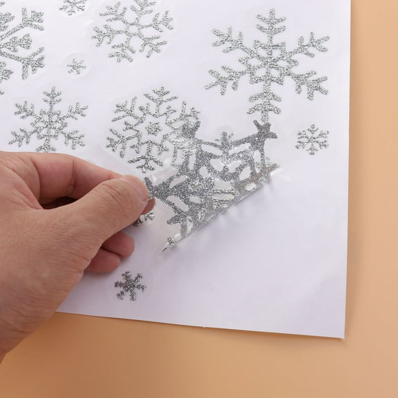 ULTNICE 4Set Snowflake Wall Window Stickers in Silver for Christmas