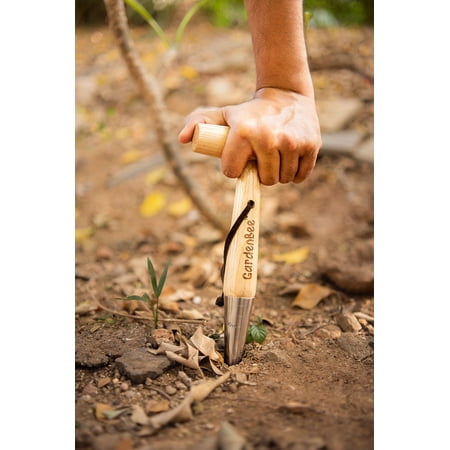 GardenBee Stainless Steel Dibbler | Ultra Durable Wooden Handle