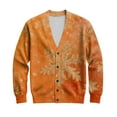 thumbnail image 7 of yuCgh Men's Ribbed Knit Holiday Cardigan, Christmas Print Long Sleeve Open Front, Festive Sweater Jacket for Seasonal Gatherings & Casual Wear,Orange,XL, 7 of 7