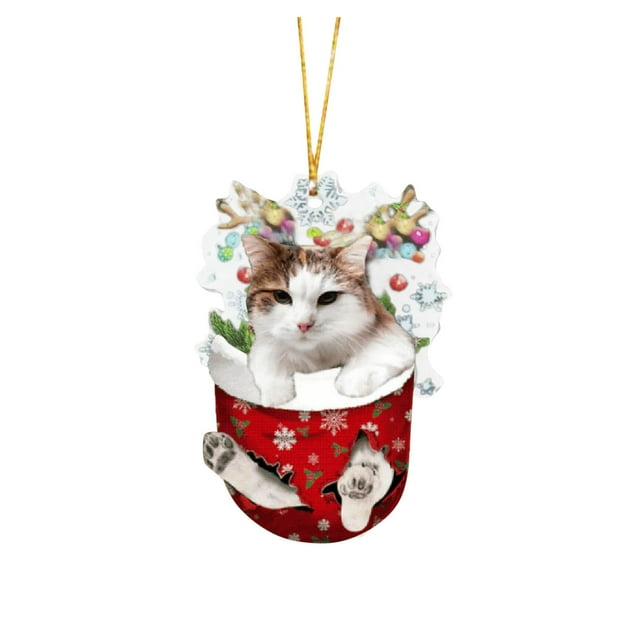 (2 Pack) Christmas Decorations Acrylic Stockings for Cats - Tree Hangs Festive Crafts Unique Holiday for Home Decoration