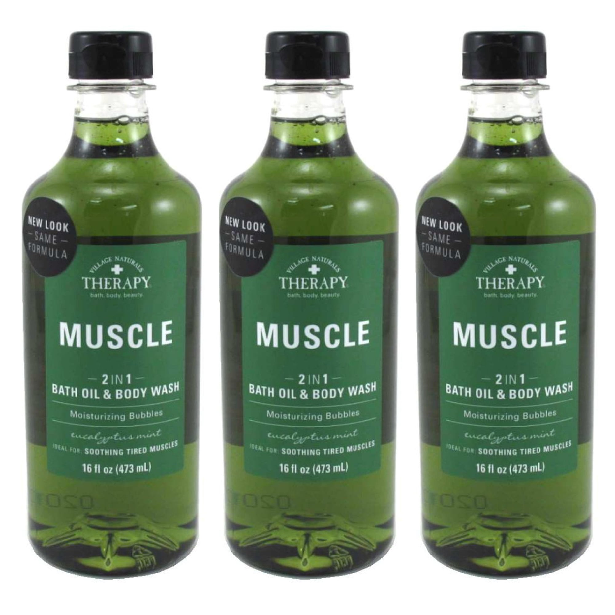 Village Nat. Bath Oil & Body Wash 2In1 Muscle 16oz (Pack of 3)
