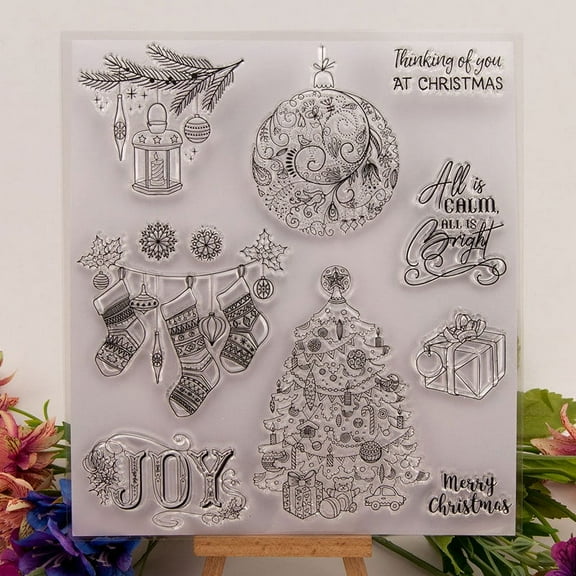Ouginx Clear Stamps, Christmas Rubber Stamp for Scrapbooking and Card Making Supplies