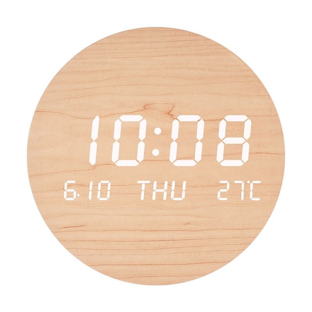 (Color madera maciza) Reloj de pared creativo LED para sala de estar, hogar, dormitorio, reloj silencioso, reloj de pared de moda de estilo nórdico s201