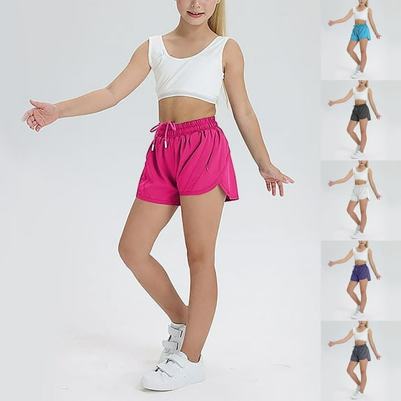 Pounoo New 2025 Girls Shorts Size 10-12 Fashion Solid Summer Shorts Elastic Waisted Tie Front with Pocket Soft Satiny Shorts for Girls