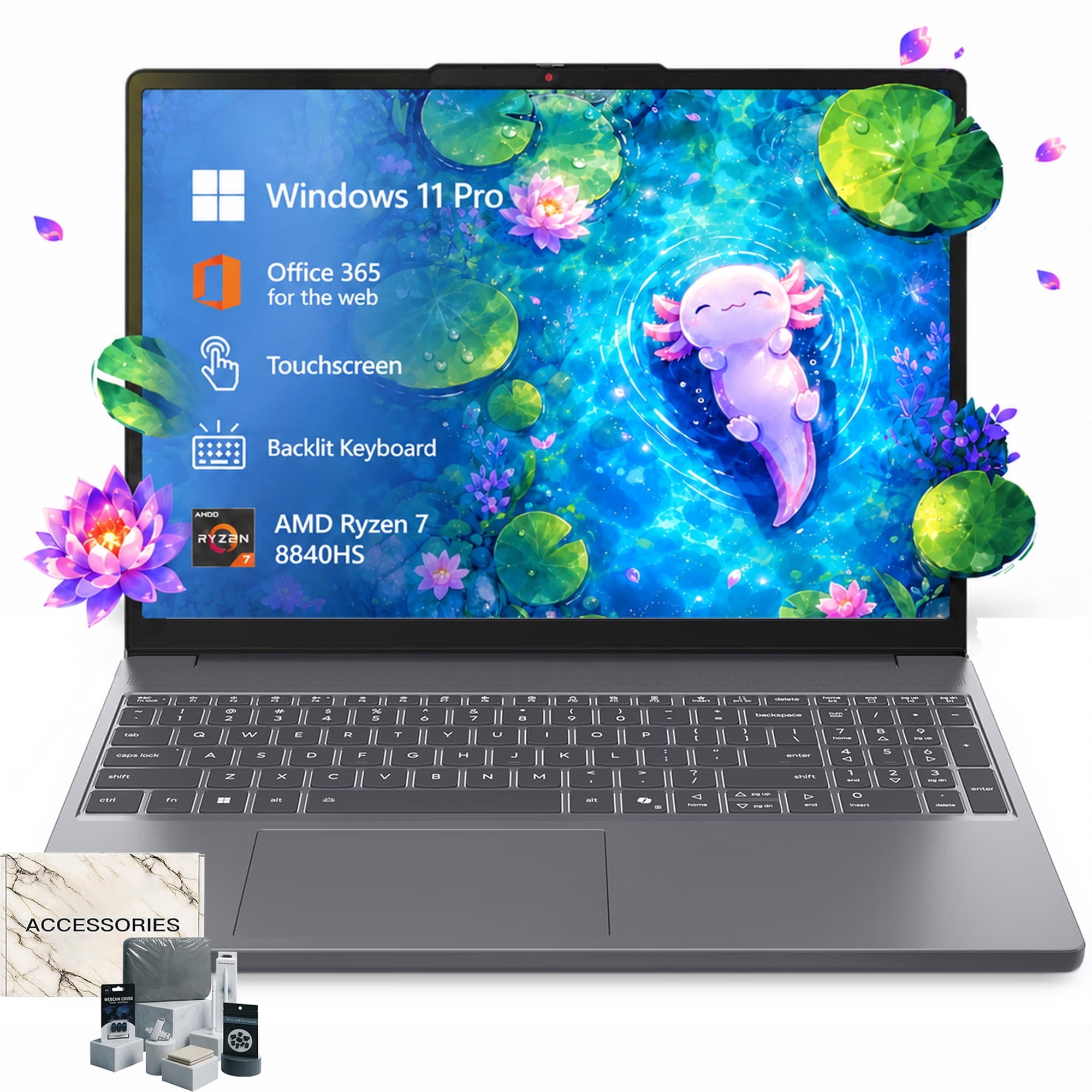 Lenovo IdeaPad Slim 3 15.3" Touchscreen Business Laptop, 16GB RAM, 512GB SSD, AMD Ryzen 7 8840HS, Windows 11 Pro, Backlit Keyboard
