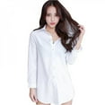 thumbnail image 3 of White Shirt Women Spring Summer Fashion 3/4 Sleeve Elegant Solid Color Blouse Office Lady Button Long Shirts Plus Size 5Xl W2, 3 of 5