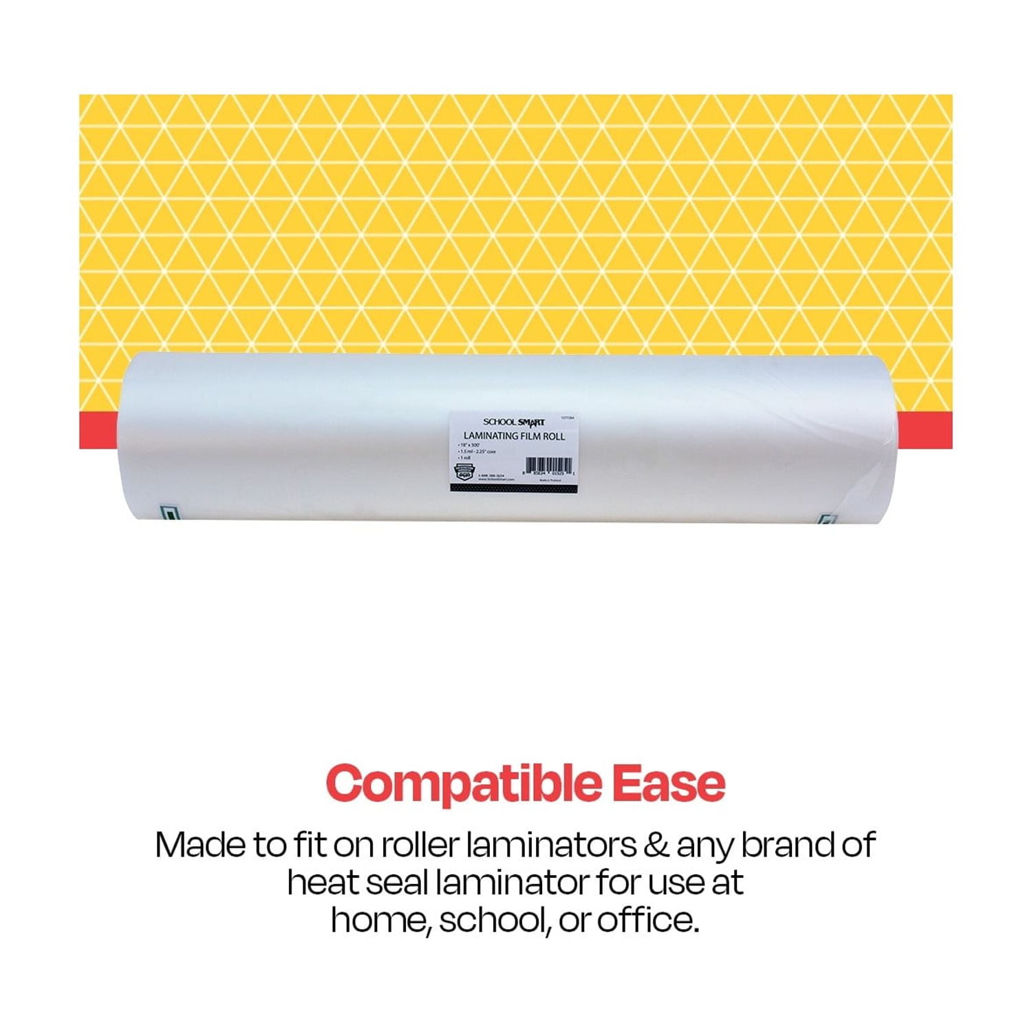 School Smart Laminating Film Roll, 18 Inches x 500 Feet, 1.5 mil Thickness