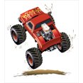 thumbnail image 3 of Race Car Duvet Cover Set, Cartoon Style Monster Truck in the Mud Adventurous Theme in the Wild, Decorative 2 Piece Bedding Set with 1 Pillow Shams, Twin Size, Paprika and Dark Grey, by Ambesonne, 3 of 3
